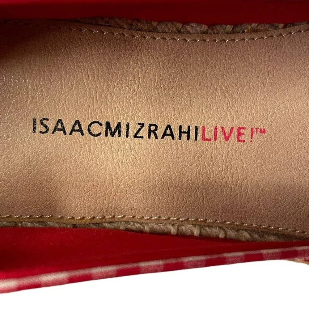 Isaac Mizrahi Live! Red Gingham Ladies Espadrilles Eyelet Embroidery Size 9 M